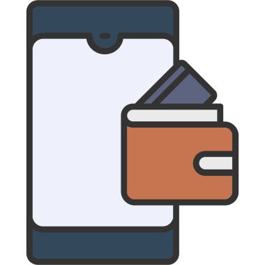 Cüzdan ikonu. Web için cüzdan vektör simgelerinin basit çizimi