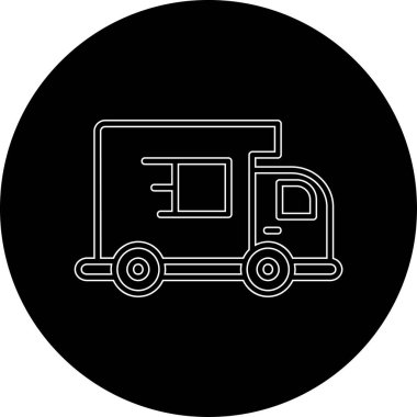 Çember dizaynında izole edilmiş ticari bir karavan simgesi çizimi