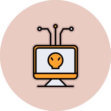 Web simgesi ile bilgisayar monitörü, basit vektör illüstrasyonu