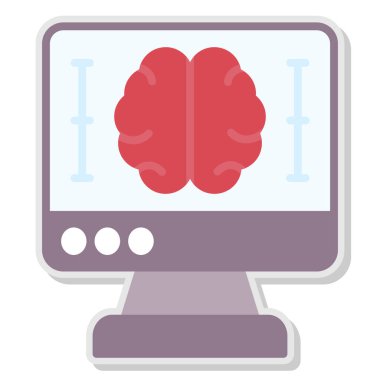 Monitör ikon vektör illüstrasyon tasarımlı beyin