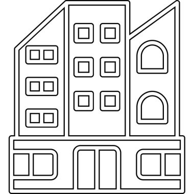 Şehir mimarisi karikatür vektör illüstrasyon grafik tasarımı