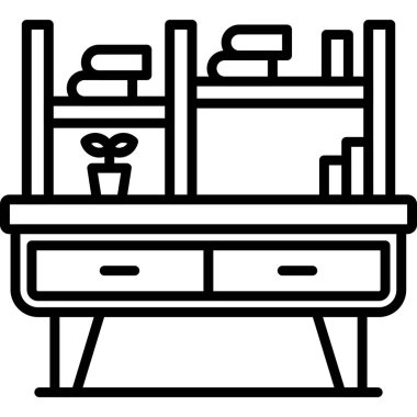 Mobilya simgesi, oda mobilyalarının vektör illüstrasyonu