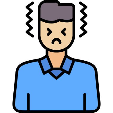 kızgın adam simgesi renk ana hatları vektörü