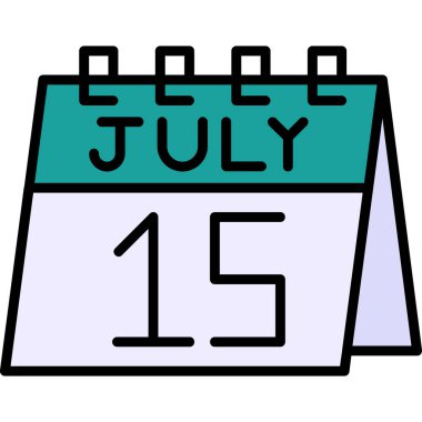 Temmuz ikonlu takvim, düz tasarım tarzı. vektör illüstrasyonu