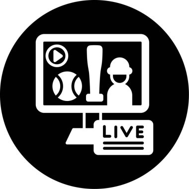 Canlı yayın simgesi vektörü. Canlı yayın illüstrasyonu. izole kontur sembolü