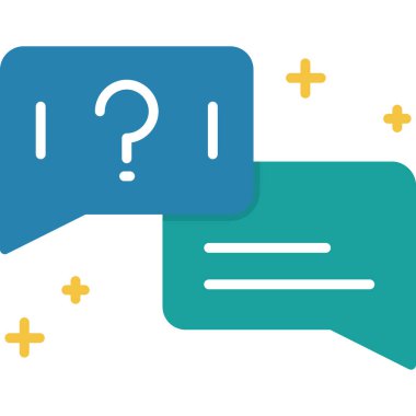 Soru işareti ve sohbet balonları. Vektör. resimleme.