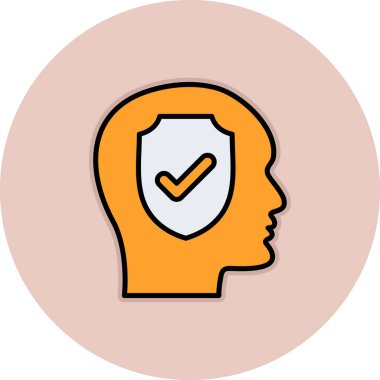 Beyin simgesi olan bir kalkanın vektör çizimi