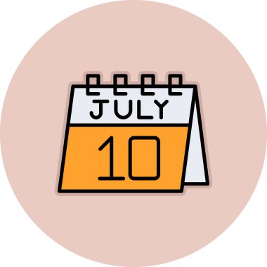 18 Temmuz takvim düz simgesi