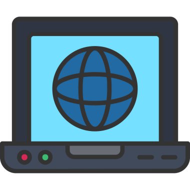 internet vektörü düz renk simgesi