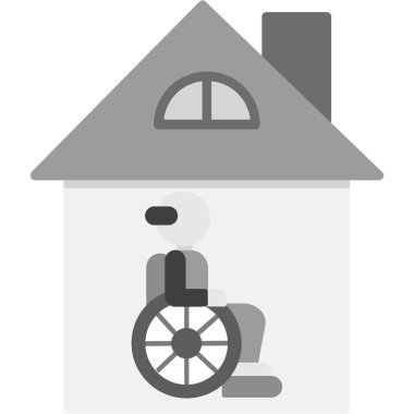 Tekerlekli sandalyeli bir evin vektör çizimi
