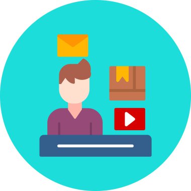 Ofis vektör illüstrasyon tasarımı için dizüstü bilgisayarda çalışan adam