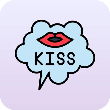 Bir öpücükle kalbin vektör karikatür çizimi. çizgi roman tarzı.