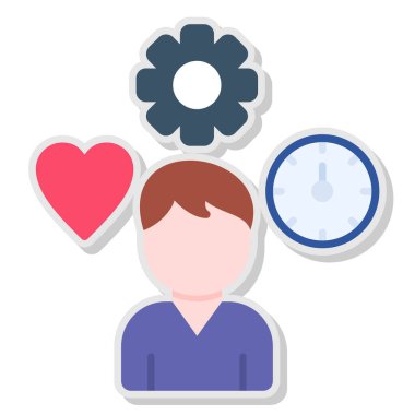 Çiçekli kadın ve kalp vektör tasarımı çizimi