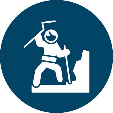 Çekiçli, miğferli bir adamın resmi.