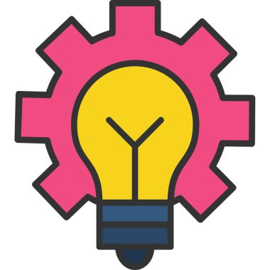 Dolu taslak biçiminde ampul dişli yaratıcı simge