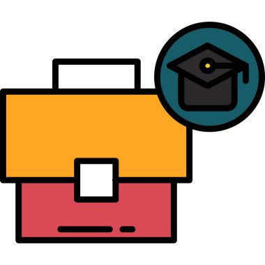 Şapkalı okul çantası, vektör illüstrasyonu