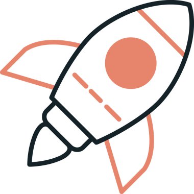 roket simgesini başlat, basit vektör illüstrasyonu