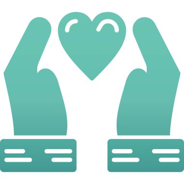 kalp aşk elleri simgesi düz stil