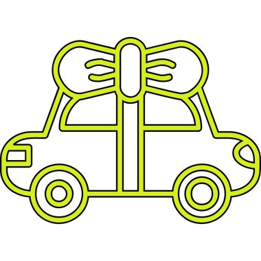 Araba hediye ikonu. Web için hediye kutusu vektör simgesinin özeti