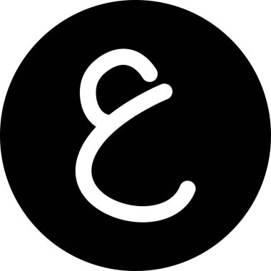 E harfi, alfabe, simge, vektör illüstrasyonu