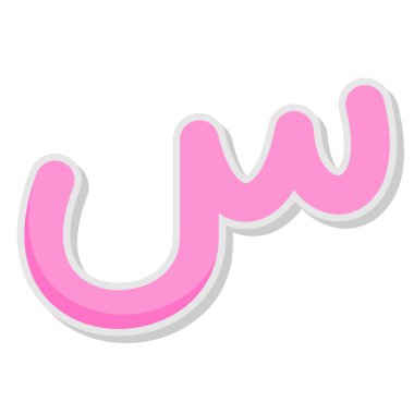 Beyaz arkaplanda vektör karikatür harfi w