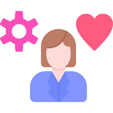 Kalp ikonu vektör illüstrasyon tasarımlı kadın avatarı