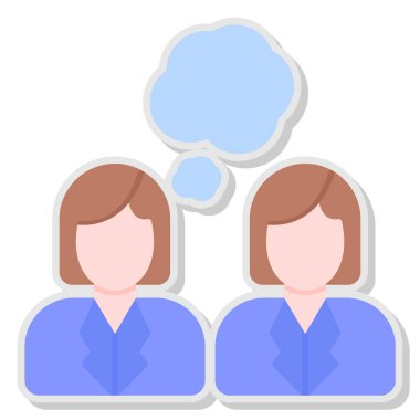 Konuşma baloncuklu dişi avatar ve iki kadın kafası