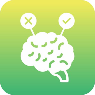 Beyaz arka plan üzerinde izole beyin yeşil simge vektör