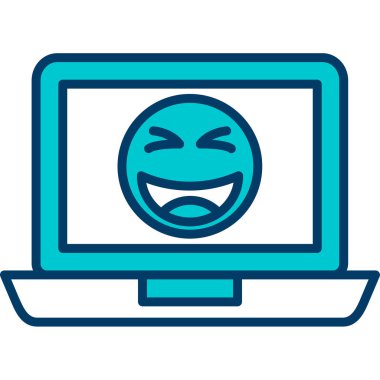 Mutlu emoji simgesi tasarım, renkli vektör çizim