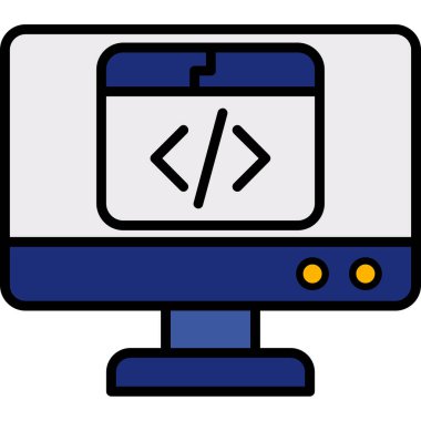 Bilgisayar monitörü. Vektör çizim