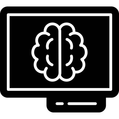 Beyin monitörü vektör illüstrasyonu, simge