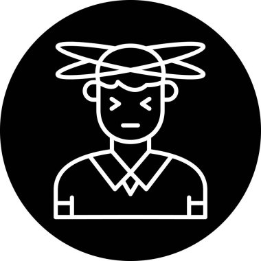 Siyah arkaplanı olan bir çemberde yüzü olan insanların vektör simgesi.