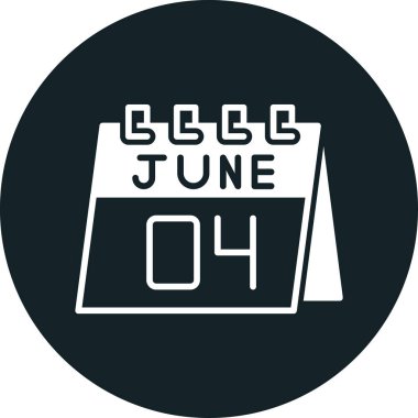 Haziran 6 glyph simgesi, vektör illüstrasyonu