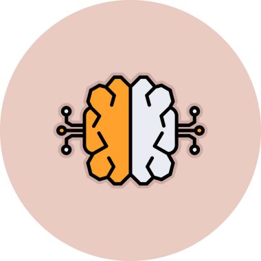 Beyaz arka planda izole edilmiş düz bir beyin simgesi. Çizim tasarımı vektör illüstrasyonu.