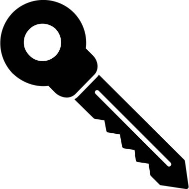 Anahtar vektör simgesi. Düz siyah sembolü. Piktogram beyaz bir arka plan üzerinde izole. Web ve yazılım arabirimleri için tasarlanmış.