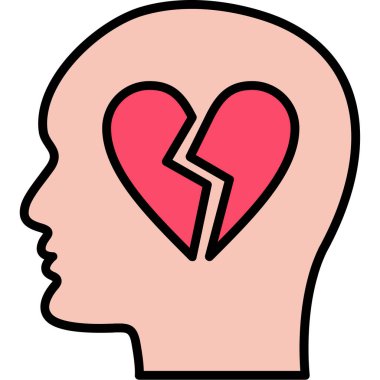 Kırık kalp simgesi, karikatür tarzı