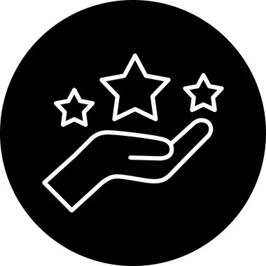 Yıldız simgesi olan bir yıldızı tutan bir elin vektör çizimi