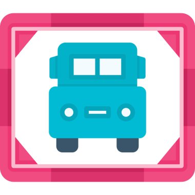 uzun gölgeli bus düz simgesi