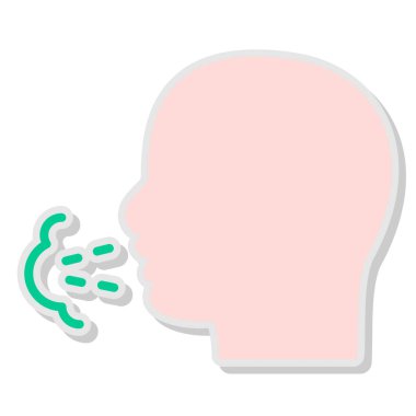 Konuşma baloncuklu bir insan çizgi film çıkartması.