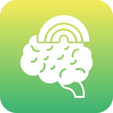 beyin simgesi, vektör illüstrasyonu, düz tasarım arkaplan