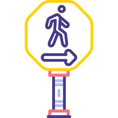 Yol yayan bölge ikonu. anahat yol yol yayan bölge vektör simgesi rengi düz izole