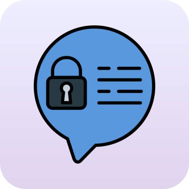 Kabarcık ve kalkan ikonlu asma kilit. Güvenlik sistemi ve veri koruma teması. Renkli tasarım. vektör illüstrasyonu