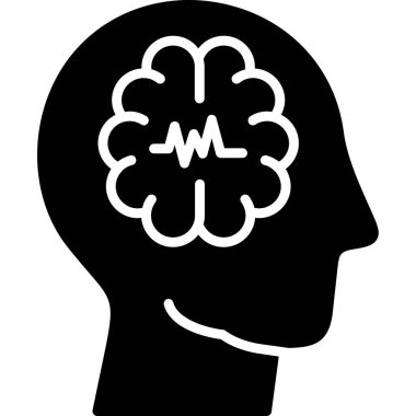beyin ve baş vektör simgesi.
