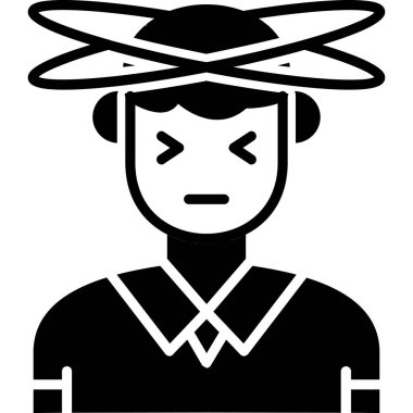 Şapka ikonlu kızgın kadın. Web için üzgün şapka vektör simgesi olan basit bir kadın illüstrasyonu