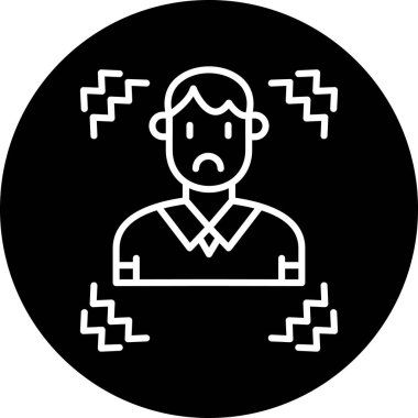 Baş ağrısı ikonu olan adam, vektör illüstrasyonu