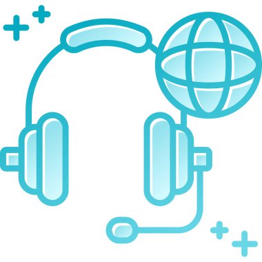 Mikrofonlu mavi beyaz arkaplan vektör çizimi