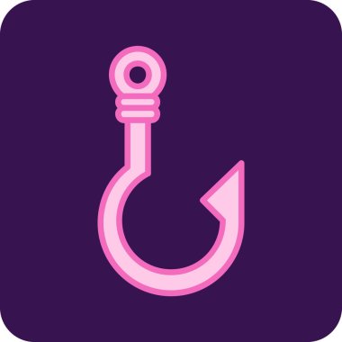 Ana hatlar simgesi mor arkaplanda izole edildi. Balık oltası. vektör.