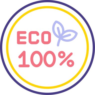 Yapraklı eko etiketi, ekolojik doğal ürün, vektör illüstrasyonu