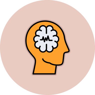 Beyin. Web simgesi basit illüstrasyon