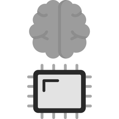 İşlemci ikonlu beyin. vektör illüstrasyonu